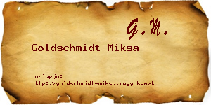 Goldschmidt Miksa névjegykártya